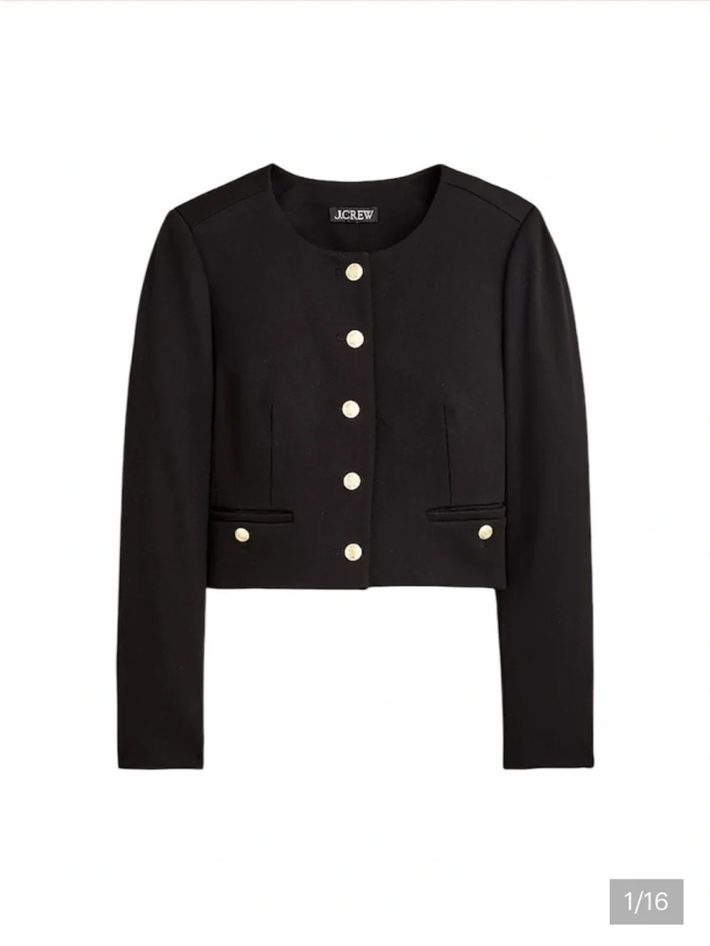 J. Crew Black Cropped Lady With Gold Button Detail Jacket New Size 12